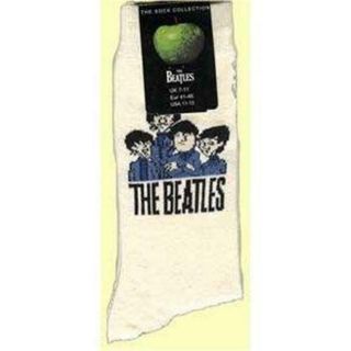 Official Licensed - The Beatles - Cartoon Group Socks Cream Size 7/11 Lennon