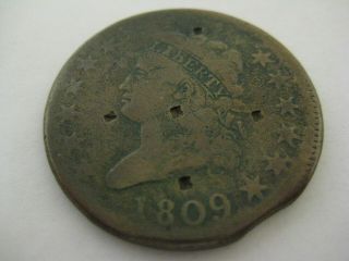 1809 Classic Head Large Cent Vg/f Nick Rim