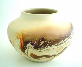 Vintage Swirled Clay Nemadji Pottery Vase Usa Signed