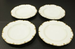 (set Of 4) Theodore Haviland Limoges Ranson W/ Gold Trim 6 1/2 " Bread Plates