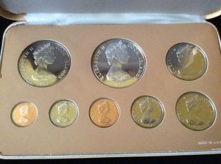 1977 8 Coin Cook Island Proof Set With Silver $5 With Franklin