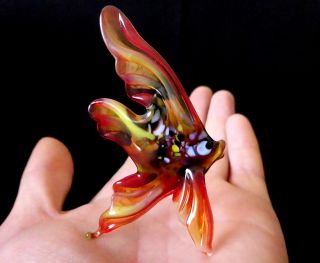 Murano Italy Style 2.  8 " Red Art Glass Aquarium Figurine Tropical Fish Ornament