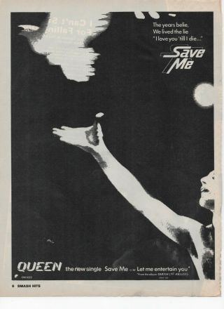 Queen Freddie Mercury - Save Me - A4 Poster Advert 1980