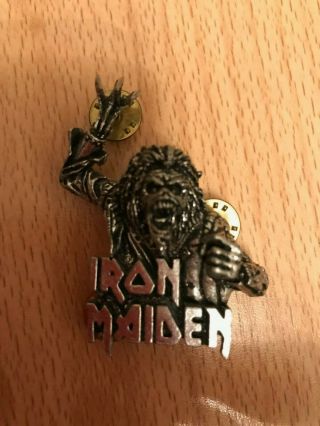 Vintage Iron Maiden Eddie 3d Pewter Pin Badge - 1990
