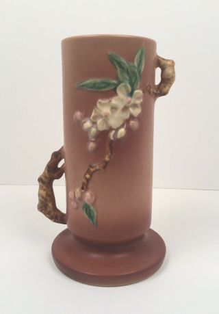 Roseville Pottery Pink Apple Blossom 387 - 9 " Two - Handled Vase
