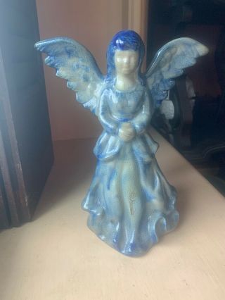 Bbp Beaumont Brothers Pottery Salt Glaze Large Christmas Angel Figurine 1995 Blu