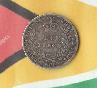 1909 British Guiana And West Indies 4 Pence - 92.  5 Ag - 36000 Minted Only