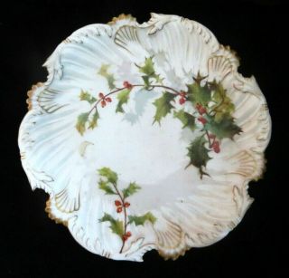 Antique T&v Limoges Christmas Holly Berry Plate - Ornate