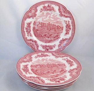 Johnson Bros.  England Old Britain Castles Pink Bread/dessert Plates (6)
