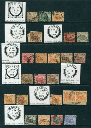 Old F.  M.  S.  Malaya Selection Of 23 X Tiger Stamps With Local Pmks (16)