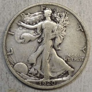 1920 - D Walking Liberty Half Dollar,  Choice Fine,  Very Scarce 0910 - 05