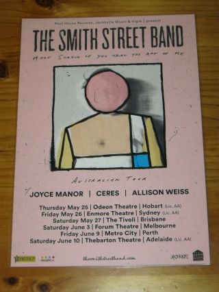 The Smith Street Band - 2017 Australia Tour - Laminated Tour Poster