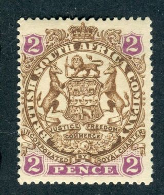 British South Africa Co,  Rhodesia 1896.  2d Yell Brown & Mauve.  Die Ii.  Mh.  Sg43a