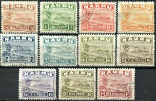 Nauru 1937 Issue Short Set,  Sg 26b - 36b,  Cv £95