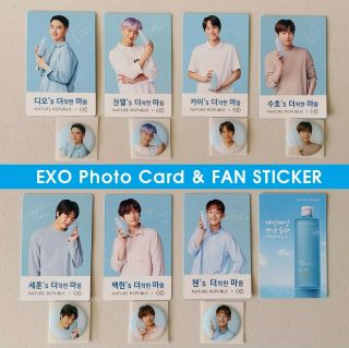 [exo Edition] Exo X Nature Republic Official " Photo Card & Fan Sticker Set "