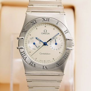 Authentic Omega Constellation Day Date White Dial Stainless Steel Mens Quartz