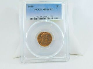 1950 Pcgs Ms66rd 1c Lincoln Wheat Cent Uncirculated Certified Coin Bj0192