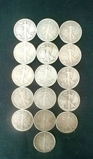 16 Rare Walking Liberty Silver Half Dollars 1929,  1933 - 1947l