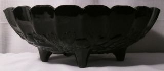 Hard To Find - Black - Vintage Indiana Glass Footed Embossed Fruit Bowl