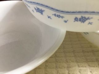 3 CORNING / CORELLE MORNING BLUE 6 1/4” SOUP CEREAL BOWLS - BLUE FLOWERS 2