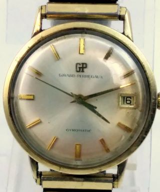 Vintage Mens Girard Perregaux Gyromatic 14K Gold Swiss Watch Running 2