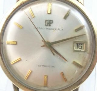 Vintage Mens Girard Perregaux Gyromatic 14K Gold Swiss Watch Running 3
