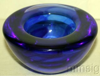 Kosta Boda Blue Whirl Art Glass Votive Candle Holder