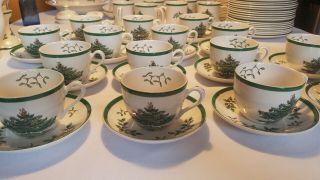 Set Of 5 Vintage Spode England Tea Cup & Saucer Christmas Tree S3324 - A2