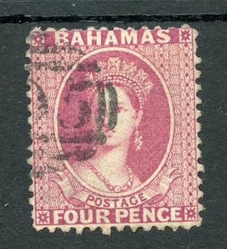 Bahamas 1863 - 77 4d Dull Rose Perf 12½ Wmk Rev Sg27x Fu