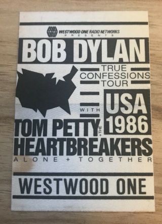 1986 Bob Dylan Tom Petty True Confessions Tour Satin Sticky Pass Aa Westwood One