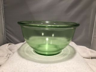 Hazel Atlas Green Vaseline Glass Mixing Bowl 9 "