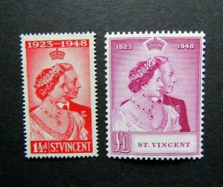 1948 St.  Vincent - Kgvi Royal Silver Wedding Stamps - Sg 162 & 163 - Mnh