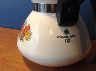 Corning Ware P - 104 Spice of Life 6 cup Stovetop Kettle Coffee Tea Pot with Lid 3