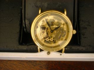 Vintage Cyma 18 Kt Gold Skeleton Dress Watch With Highly Decorated Movement