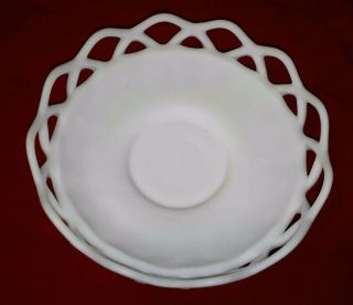 Laced Edge Milk Imperial Glass Candle Holder Or Candy Dish White Matte Bowl