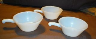 Vintage Fire King Handled Bowls Set Of 3 Milk Glass White 5 "