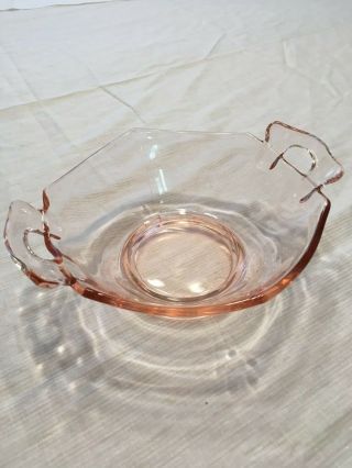 Vintage Pink Depression Glass Gravy Bowl/ With Handles