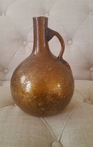 Vintage Amber Glass Blown Vase Or Decanter