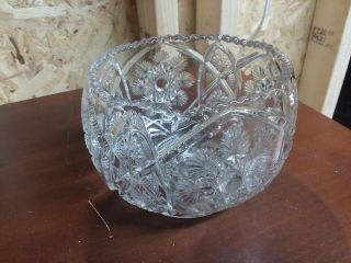 Vintage Imperial Nu - Cut Bowl Scalloped Pressed Glass Near