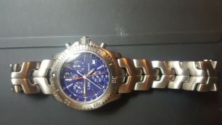 Men ' s Tag Heuer Link CT1110 Stainless Steel Blue Dial 40mm Swiss Quartz Chrono 2
