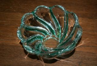 Mikasa Peppermint Green And Clear Swirl Crystal Bowl 3 " High X 5 " Across