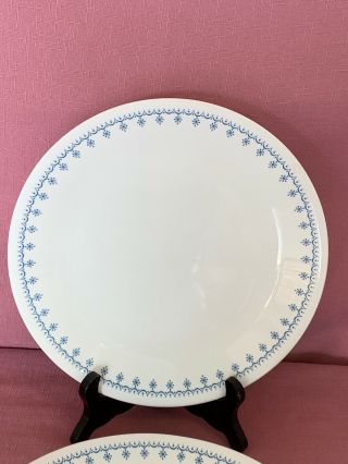 Set Of 7 Corelle Livingware Blue Snowflake Garland 10 1/4 " Dinner Plates.  3
