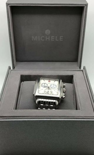 Michele Deco Xl 23j Chronograph Stainless Wristwatch Mw06j00a0025 38mm Women Box