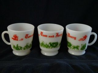 Vintage Hazel Atlas Glass Tom And Jerry Colonial Scene Cup/mug Set Of 3