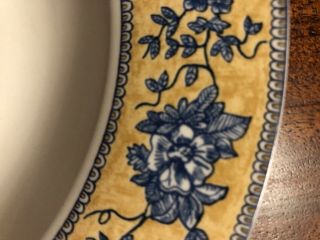 SET OF 4 - AMERICAN ATELIER ENGLISH TOILE BLUE & YELLOW RIMMED BOWLS 2