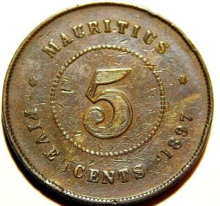 1897 Mauritius 5 Cents Queen Victoria A38 - 436