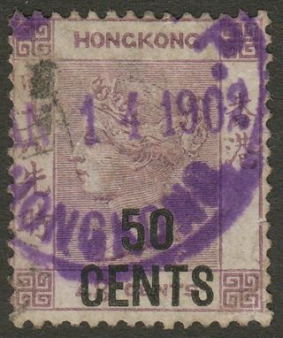 Hong Kong 1902 Qv 50c On 48c Dull Purple With F&lpp Parcel Postmark Sg49