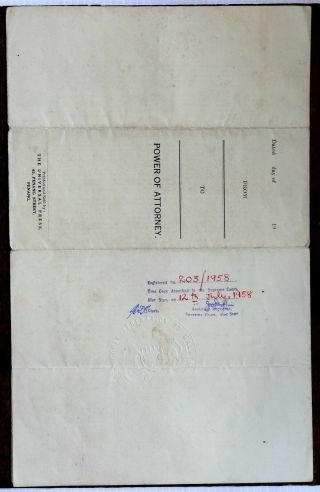 Malaya 1957 $5.  00 Badlishah on 1958 document 3