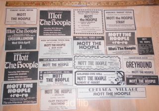 Mott The Hoople - 19 Small Uk Concert,  Gig Club Press Adverts/ads 1972