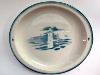 Vintage Syracuse China Oval Platter Airbrushed Blue Lighthouse Restaurant Ware